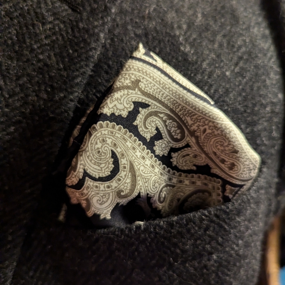 Elegant Black and Cream Paisley Pocket Square